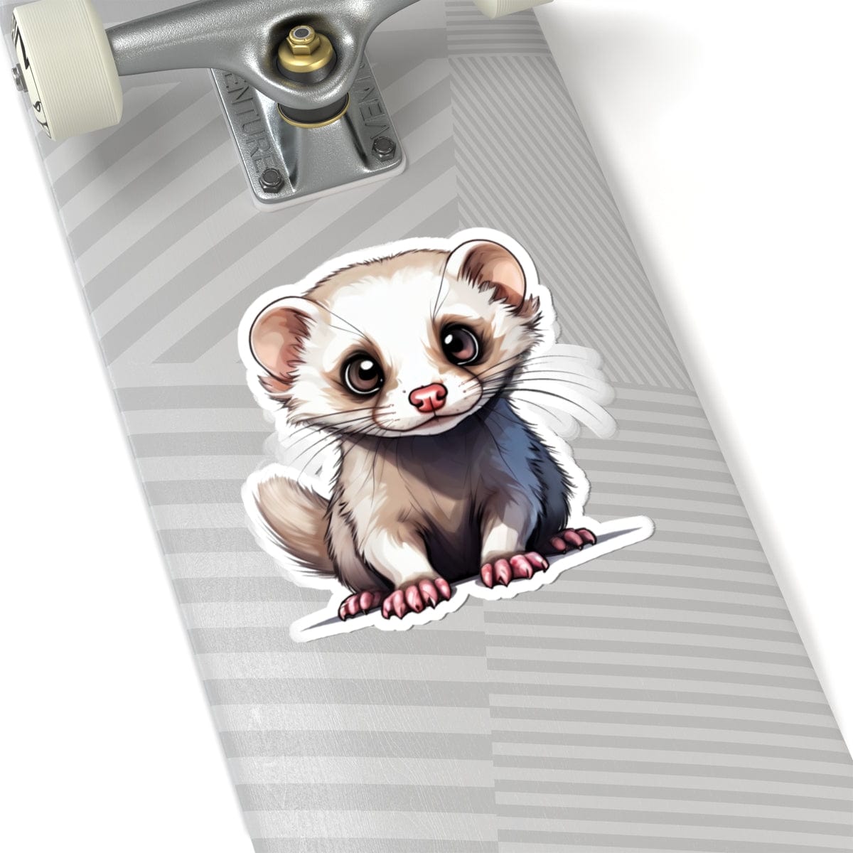 Printify Paper products 6" × 6" / White Baby Ferret - Hyper Cute Kiss-Cut Stickers
