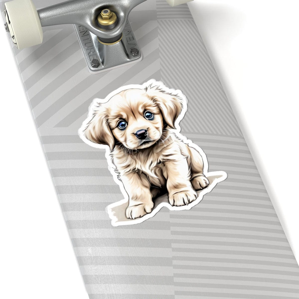 Printify Paper products 6" × 6" / White Baby Puppy - Hyper Cute Kiss-Cut Sticker