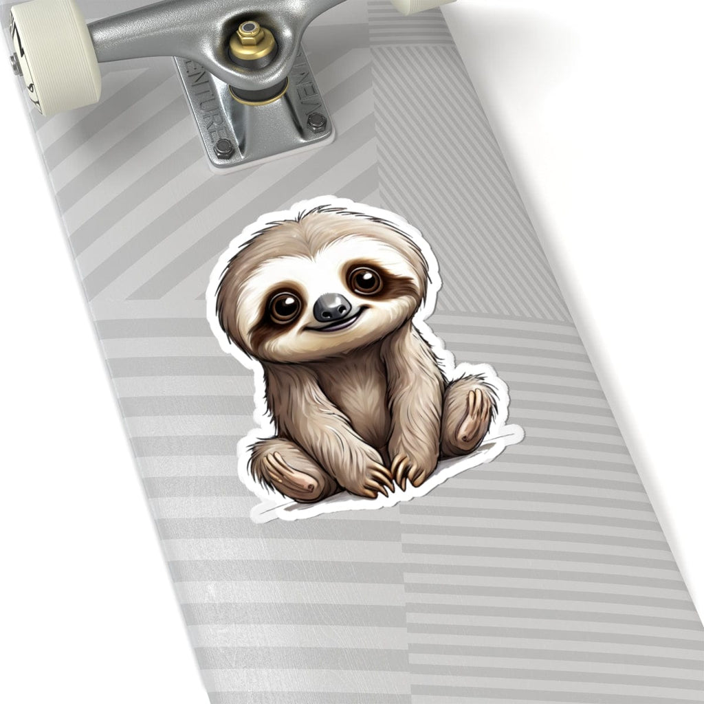 Printify Paper products 6" × 6" / White Baby Sloth - Hyper Cute Kiss-Cut Stickers