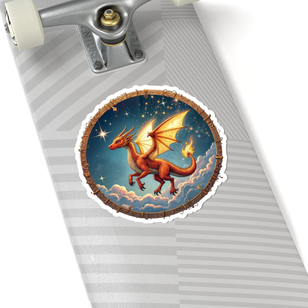 Printify Paper products 6" × 6" / White Celestial Flame - Dragons & Magic Kiss-Cut Stickers