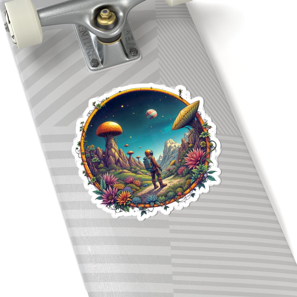 Printify Paper products 6" × 6" / White Cosmic Explorer - UFO & Cosmic Kiss-Cut Stickers