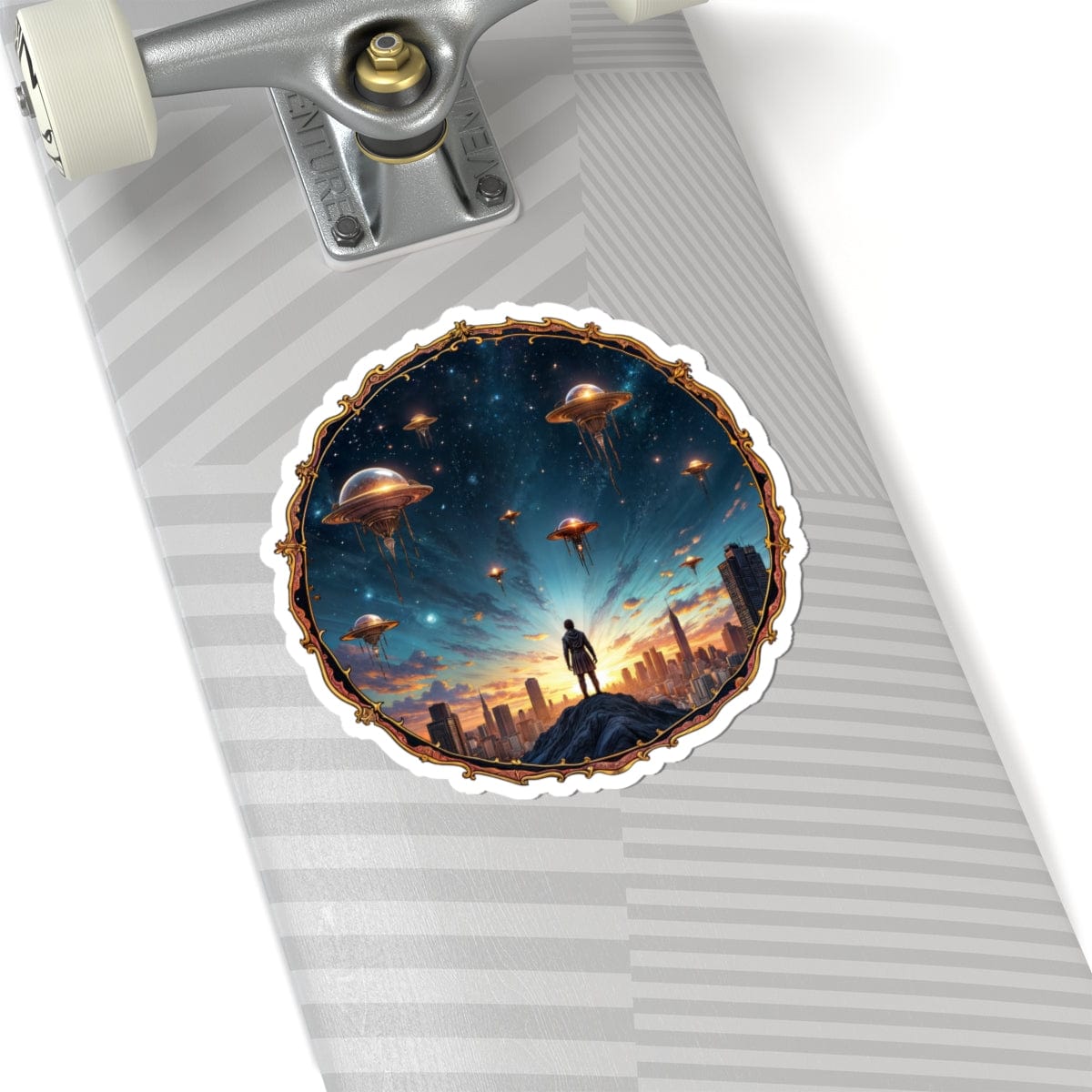 Printify Paper products 6" × 6" / White Galactic Connections - UFO & Cosmic Kiss-Cut Stickers