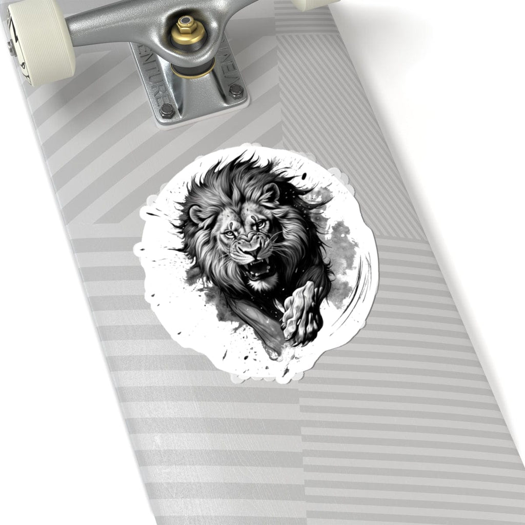 Printify Paper products 6" × 6" / White Lion Charge - Wild & Fierce Kiss-Cut Stickers