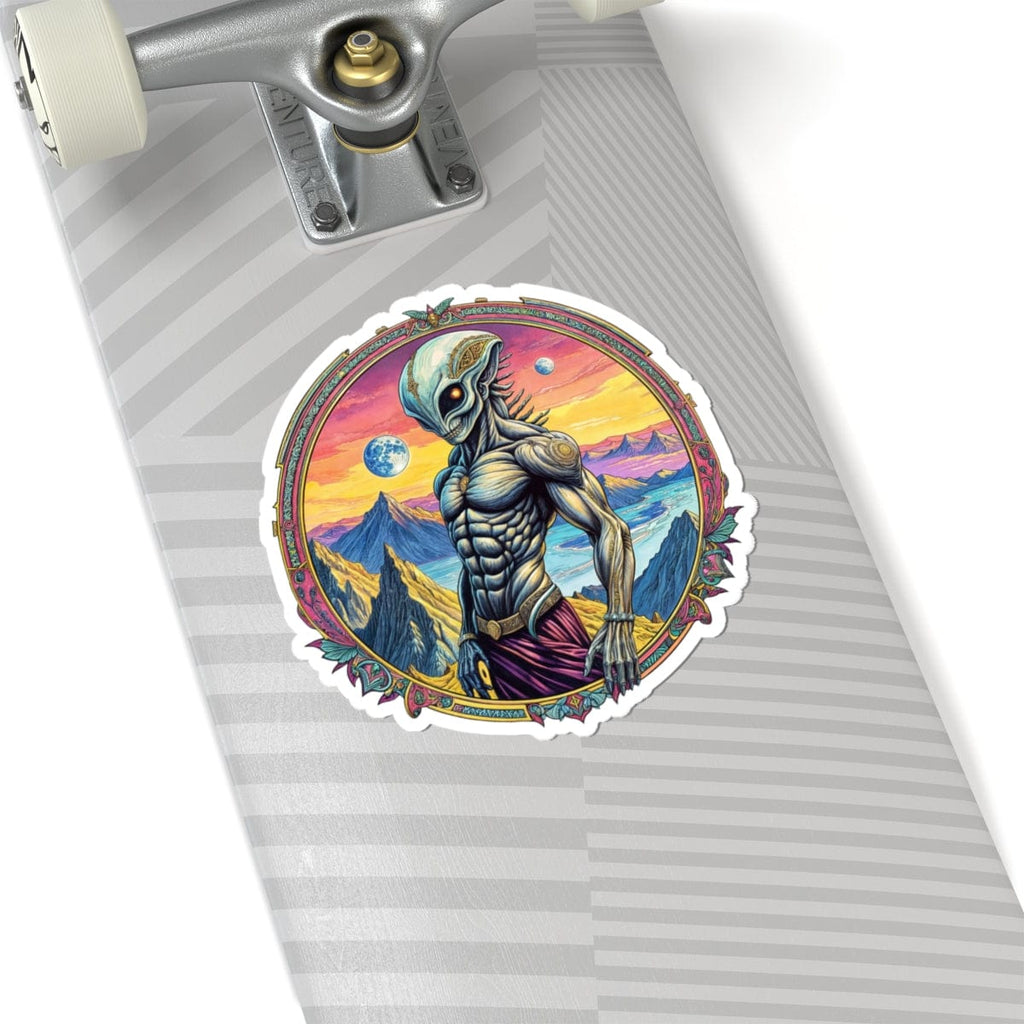 Printify Paper products 6" × 6" / White Sticker - Adventures Beyond the Stars Await - Let’s Blast Off - Alien & Space Kiss-Cut