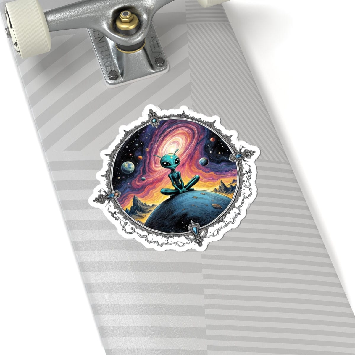 Printify Paper products 6" × 6" / White Sticker -  Exploring the Cosmos, One Planet at a Time! - Alien & Space Kiss-Cut