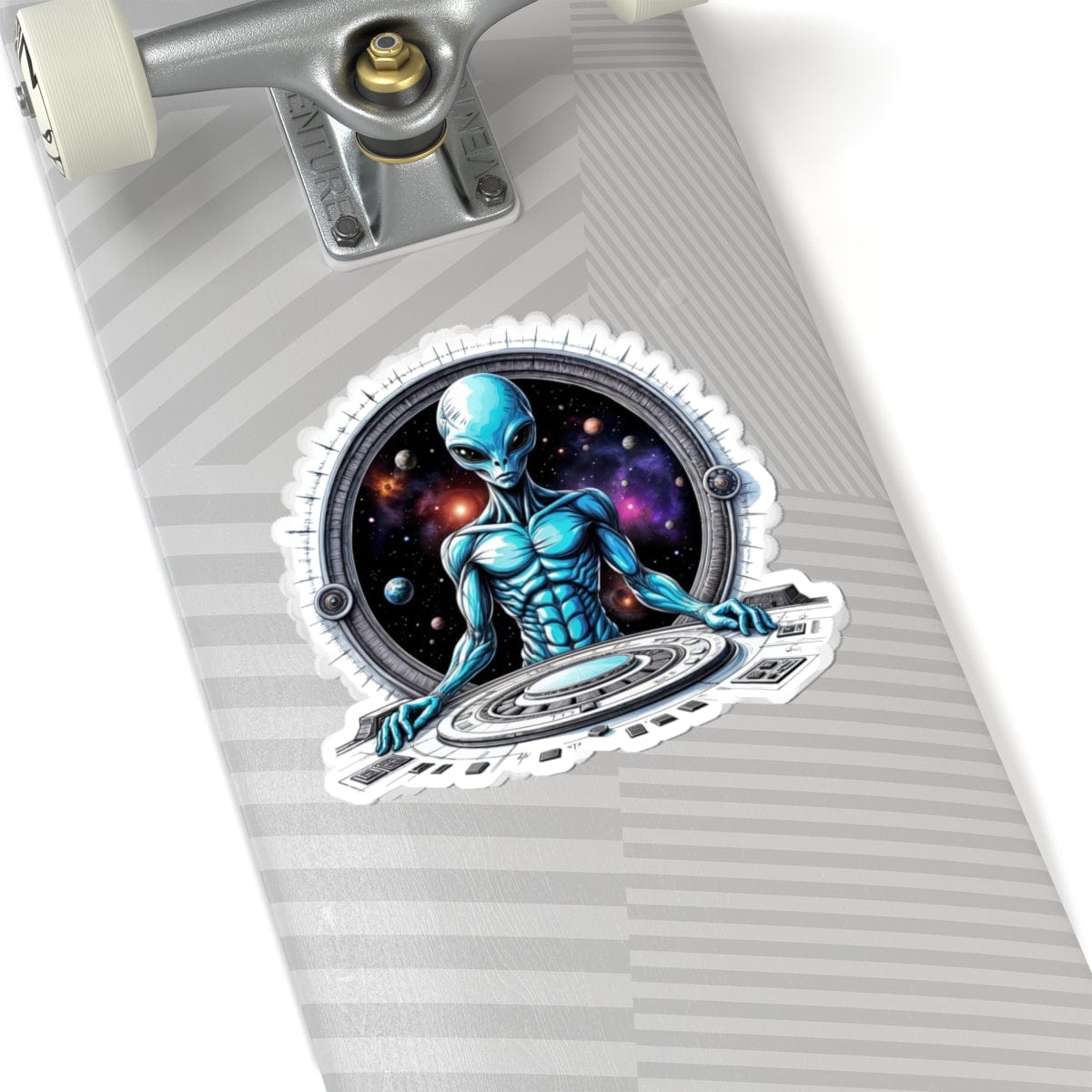 Printify Paper products 6" × 6" / White Sticker - Galactic Traveler Ready for Cosmic Adventures! - Alien & Space Kiss-Cut
