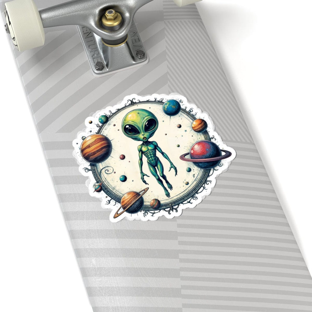 Printify Paper products 6" × 6" / White Sticker - Lost in Space, But Finding Fun Everywhere! - Alien & Space Kiss-Cut
