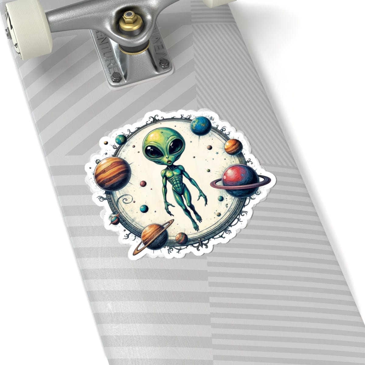 Printify Paper products 6" × 6" / White Sticker - Lost in Space, But Finding Fun Everywhere! - Alien & Space Kiss-Cut