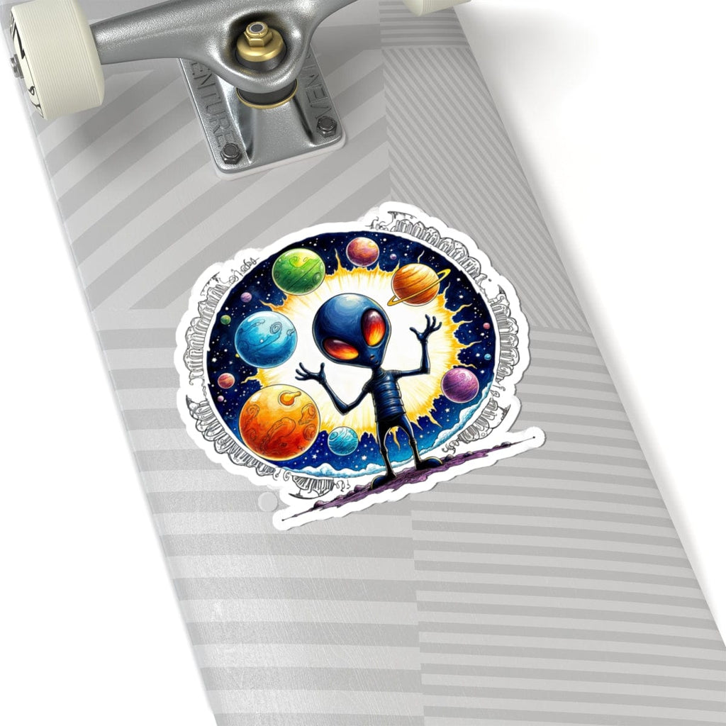 Printify Paper products 6" × 6" / White Sticker - Out of This World Fun is Just a Star Jump Away! - Alien & Space Kiss-Cut