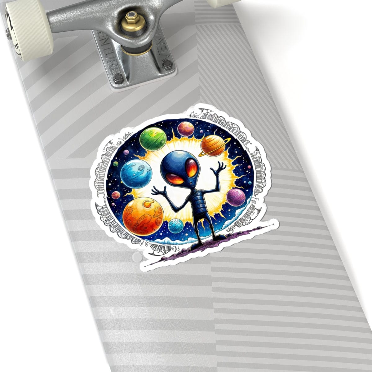 Printify Paper products 6" × 6" / White Sticker - Out of This World Fun is Just a Star Jump Away! - Alien & Space Kiss-Cut