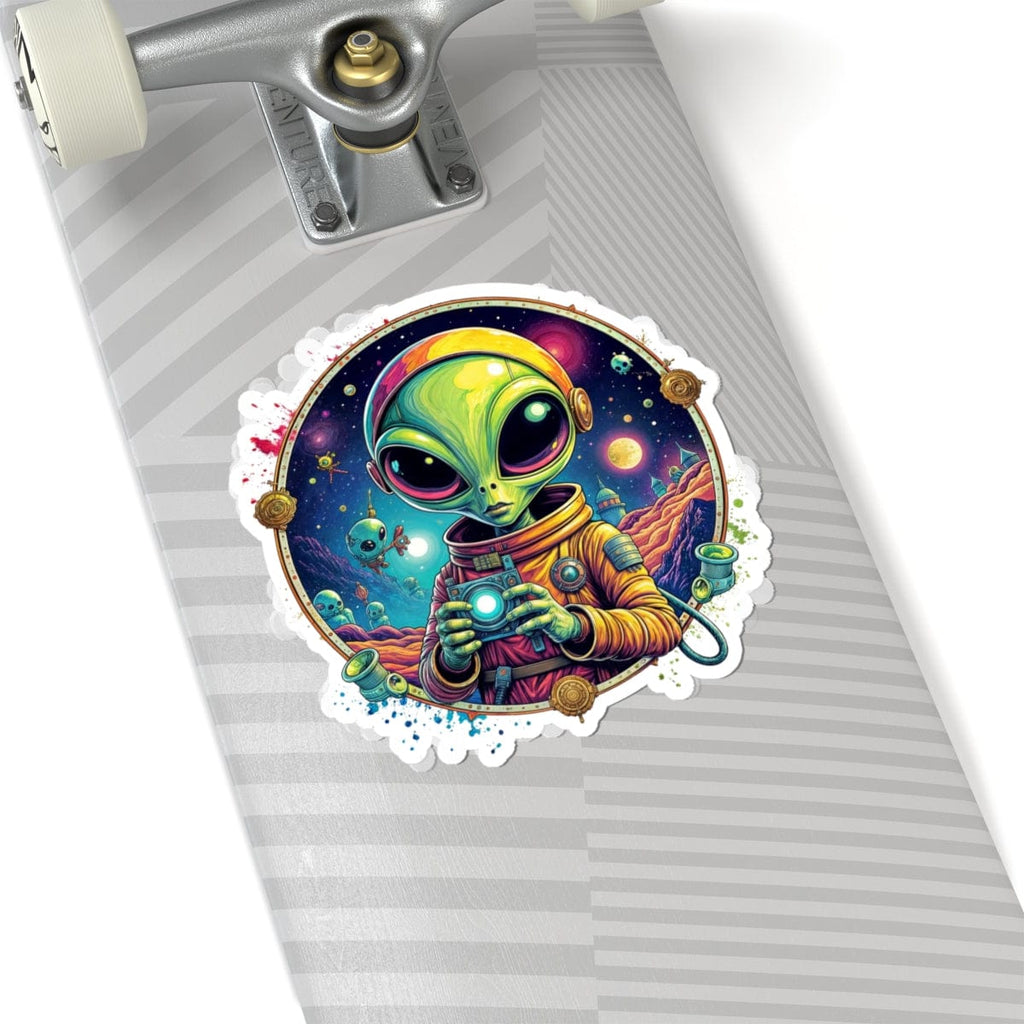 Printify Paper products 6" × 6" / White Sticker - Take Me to Your Leader… After a Quick Selfie! - Alien & Space Kiss-Cut