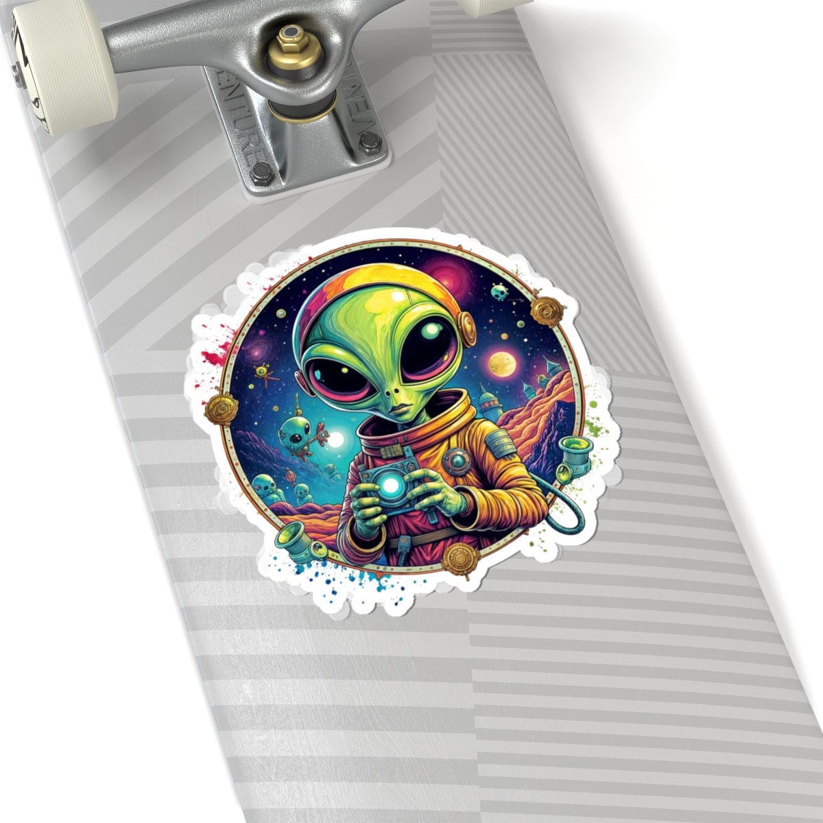 Printify Paper products 6" × 6" / White Sticker - Take Me to Your Leader… After a Quick Selfie! - Alien & Space Kiss-Cut
