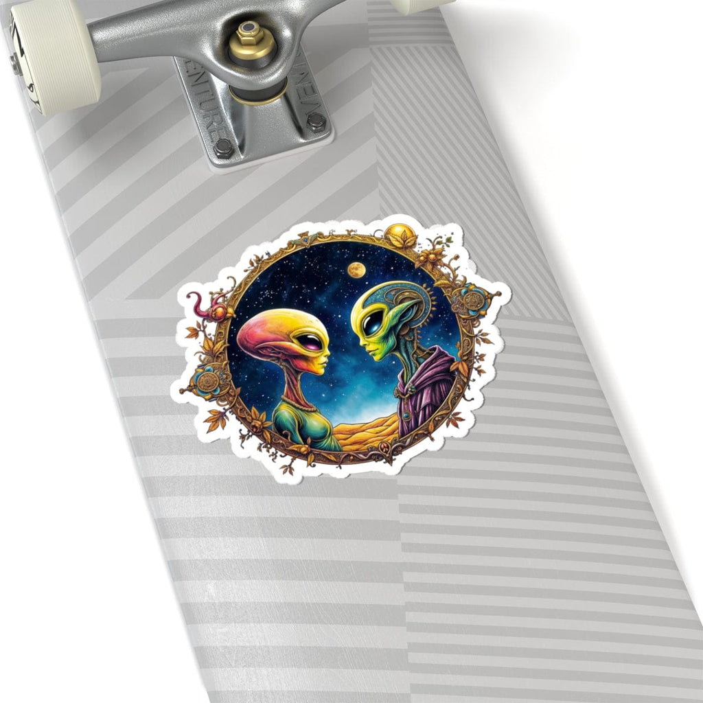 Printify Paper products 6" × 6" / White Sticker - We Are Not Alone - The Party Just Got Started! - Alien & Space Kiss-Cut