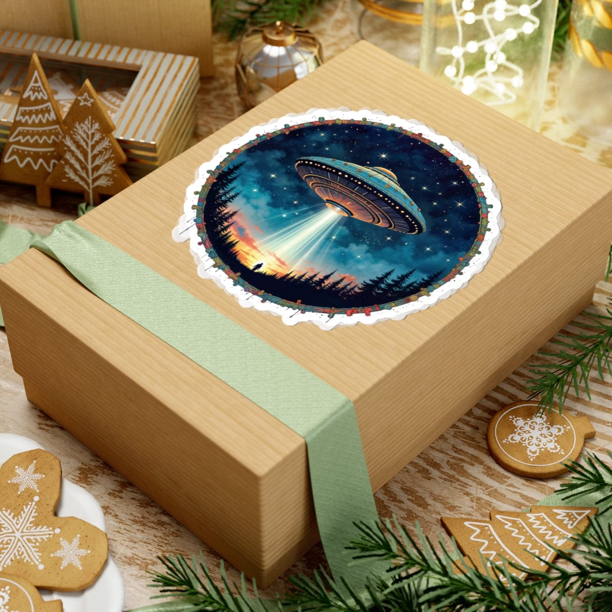 Printify Paper products Aliens Are Here - UFO & Cosmic Kiss-Cut Stickers