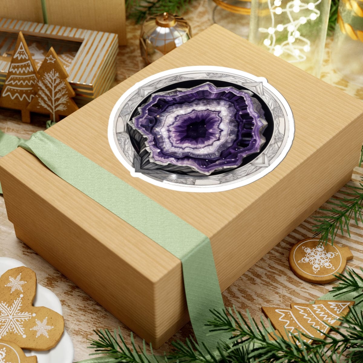 Printify Paper products Amethyst - Crystals & Gemstones Kiss-Cut Stickers