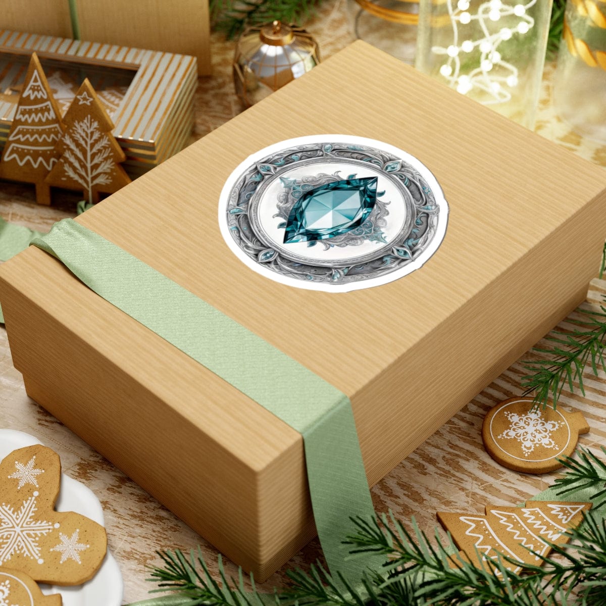 Printify Paper products Aquamarine - Crystals & Gemstones Kiss-Cut Stickers
