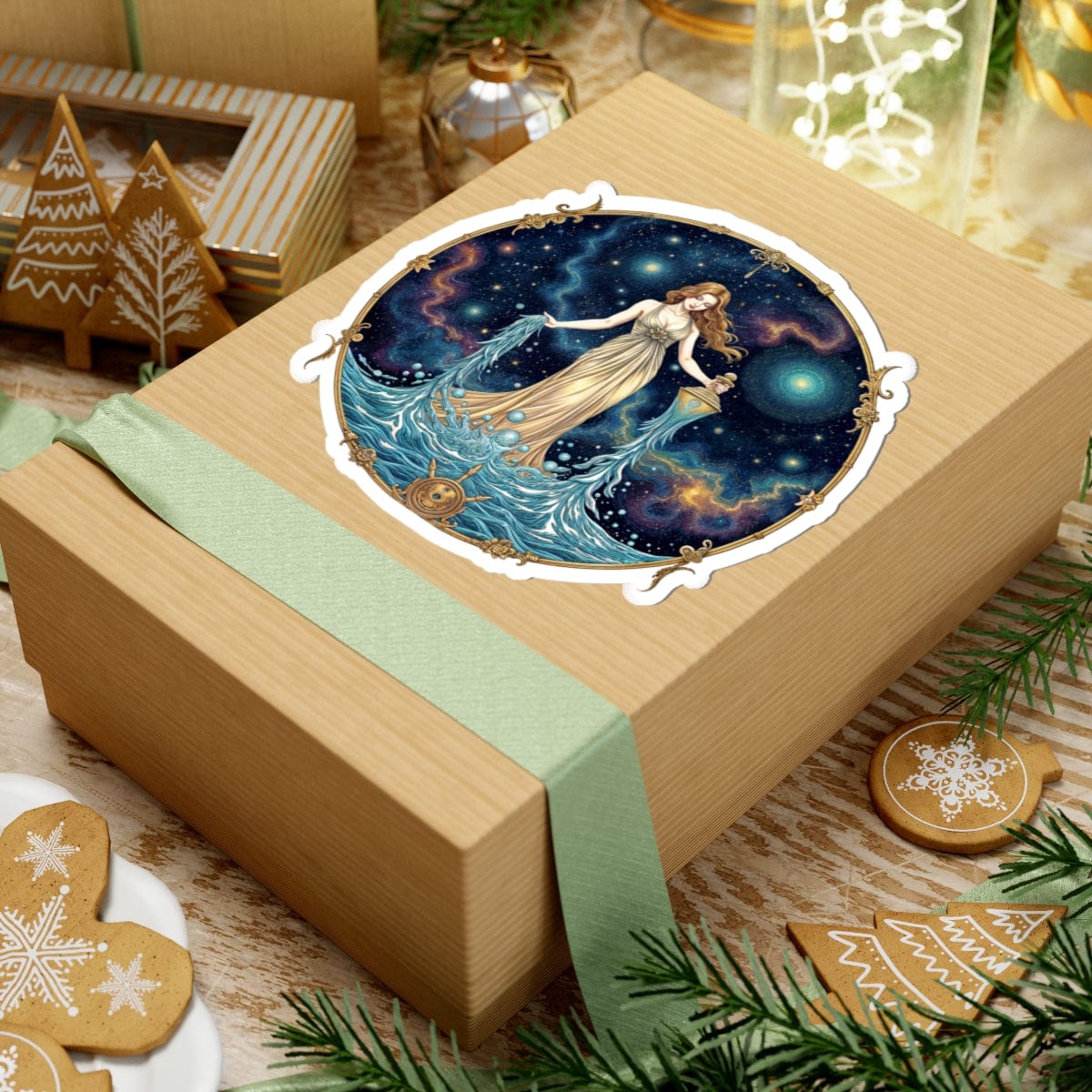 Printify Paper products Aquarius - Zodiac Astrology Kiss-Cut Stickers