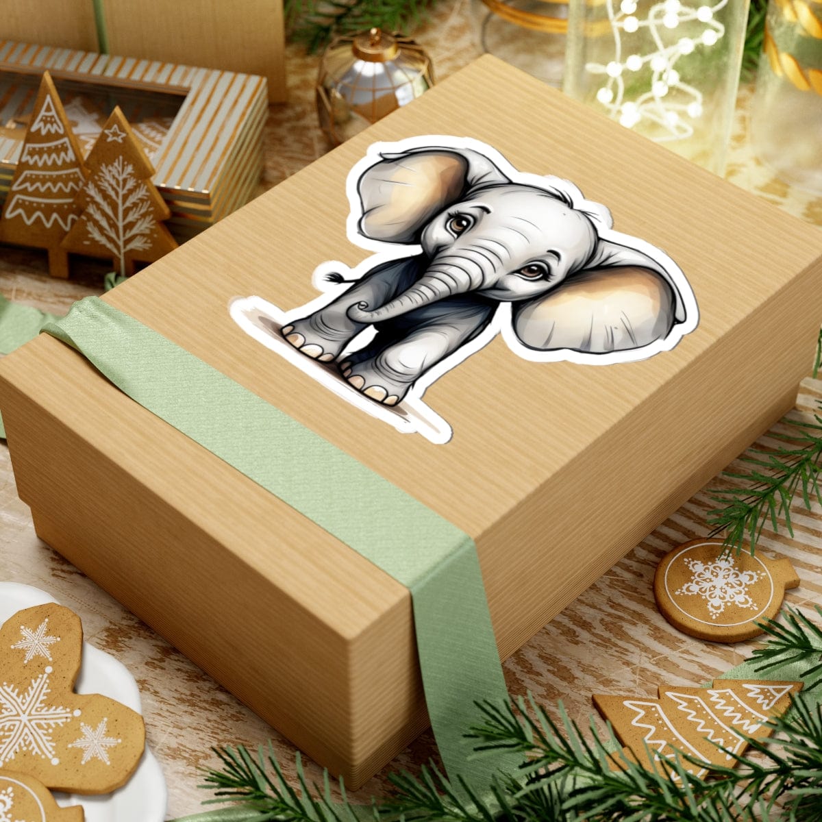 Printify Paper products Baby Elephant - Hyper Cute Kiss-Cut Stickers