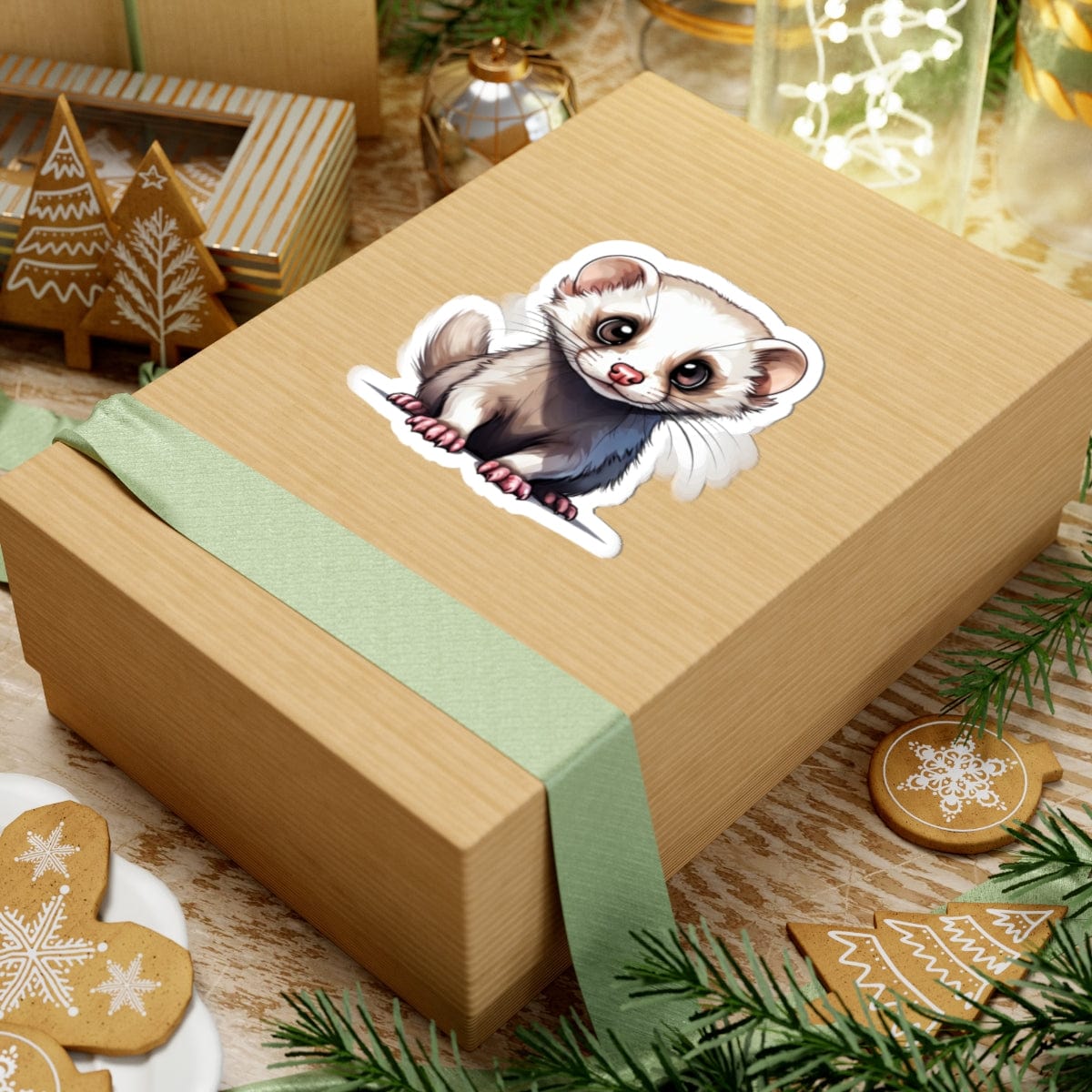 Printify Paper products Baby Ferret - Hyper Cute Kiss-Cut Stickers