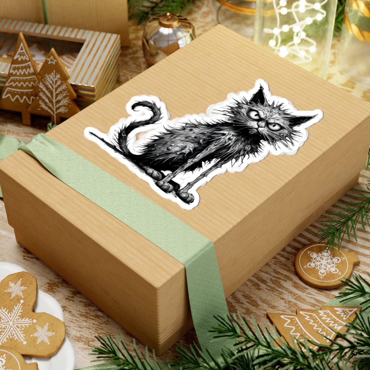 Printify Paper products Cat I'm Fine - Everything's Fine Kiss-Cut Stickers