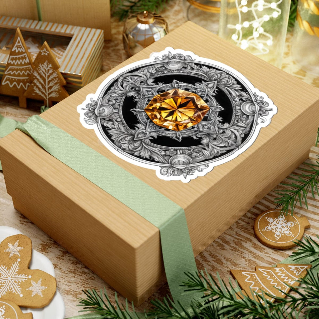 Printify Paper products Citrine - Crystals & Gemstones Kiss-Cut Stickers