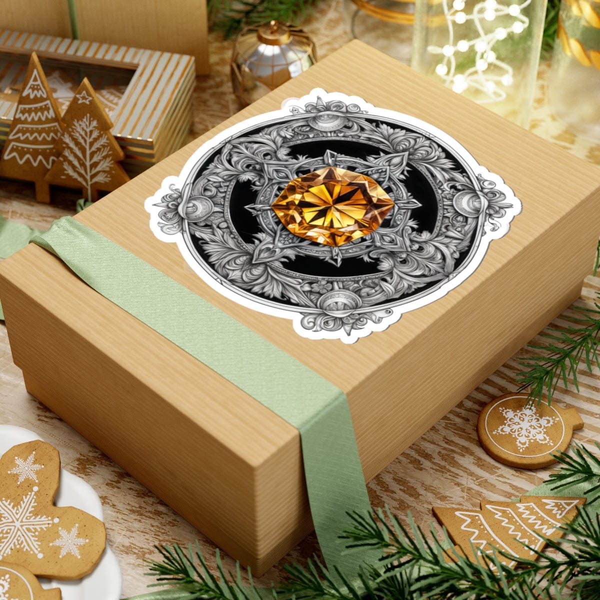 Printify Paper products Citrine - Crystals & Gemstones Kiss-Cut Stickers