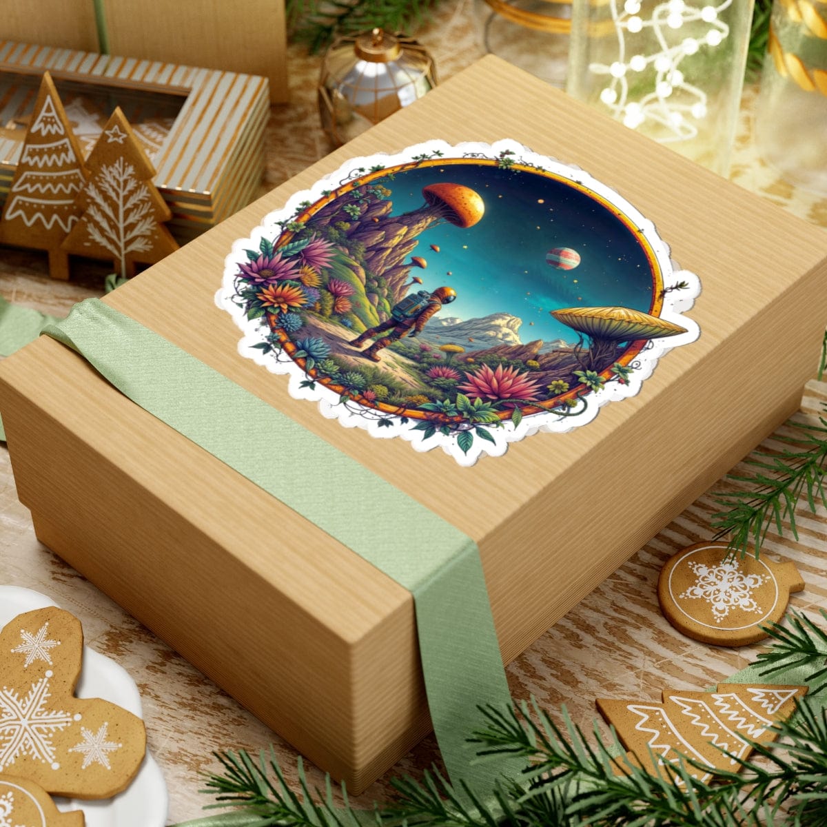 Printify Paper products Cosmic Explorer - UFO & Cosmic Kiss-Cut Stickers