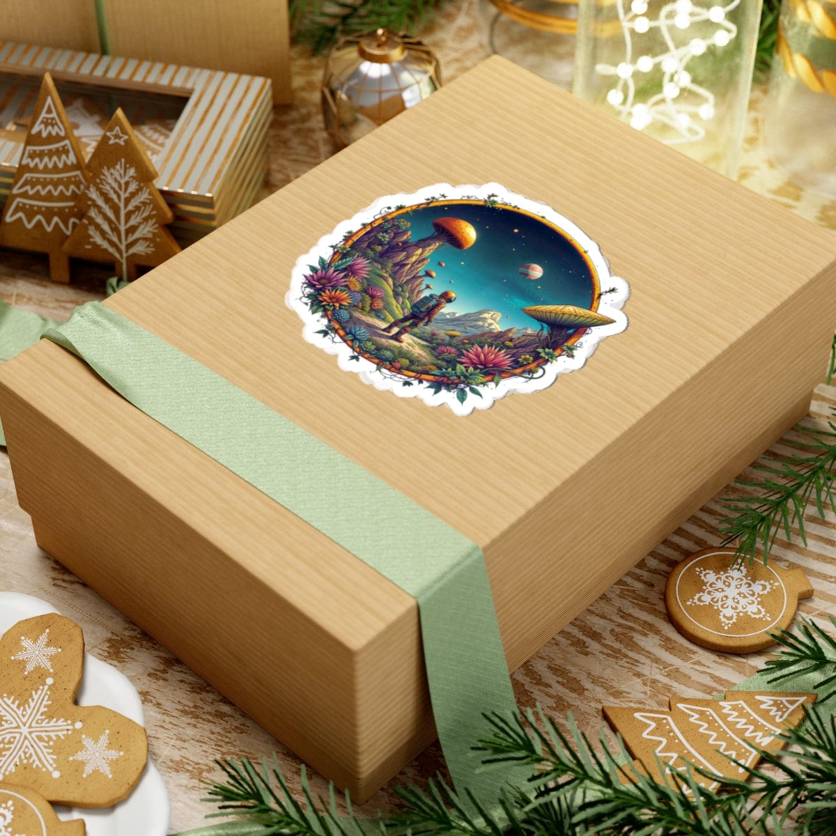 Printify Paper products Cosmic Explorer - UFO & Cosmic Kiss-Cut Stickers