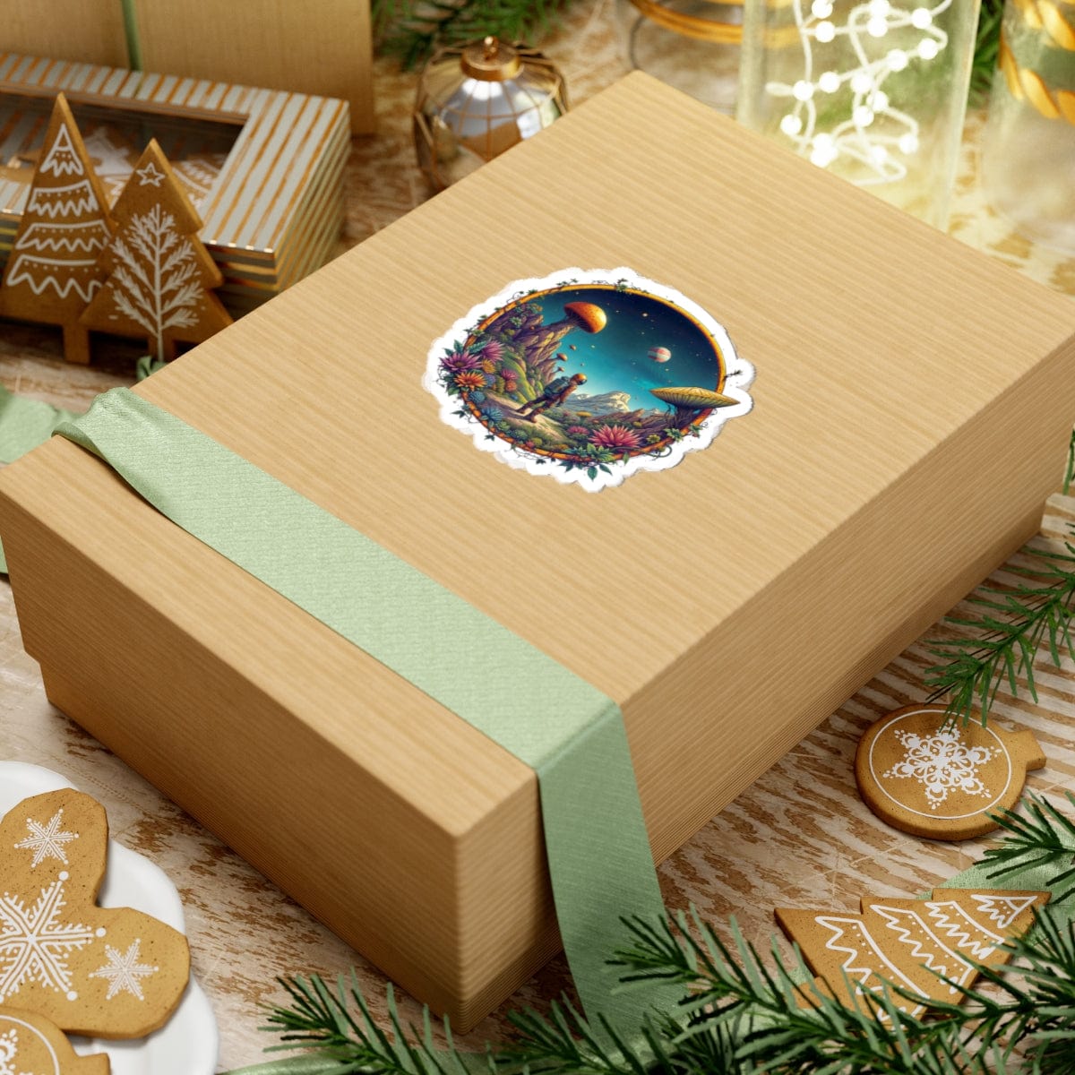 Printify Paper products Cosmic Explorer - UFO & Cosmic Kiss-Cut Stickers