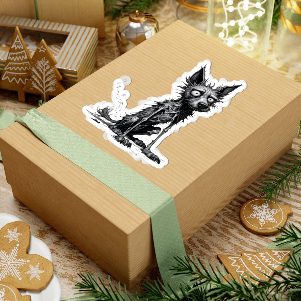 Printify Paper products Dog I'm Fine - Everything's Fine Kiss-Cut Stickers