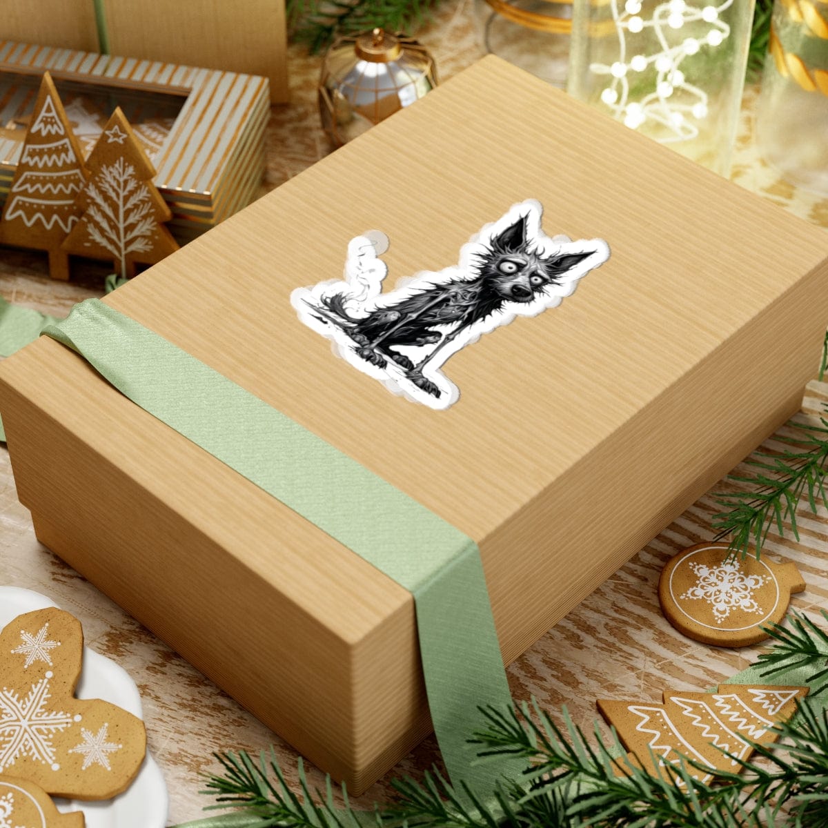 Printify Paper products Dog I'm Fine - Everything's Fine Kiss-Cut Stickers