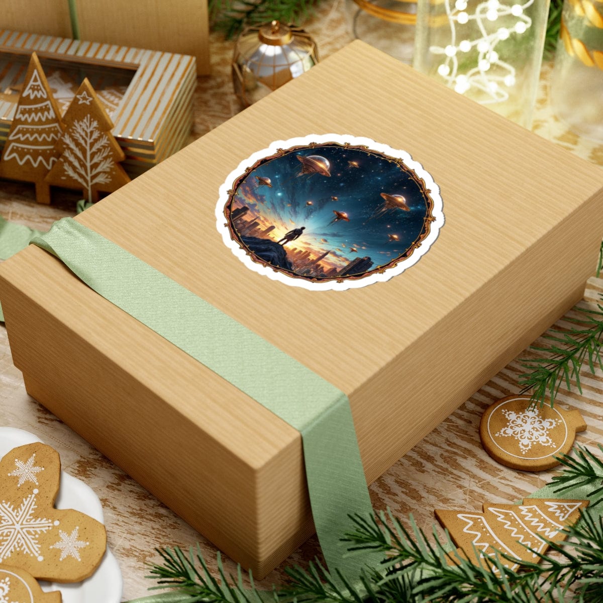 Printify Paper products Galactic Connections - UFO & Cosmic Kiss-Cut Stickers