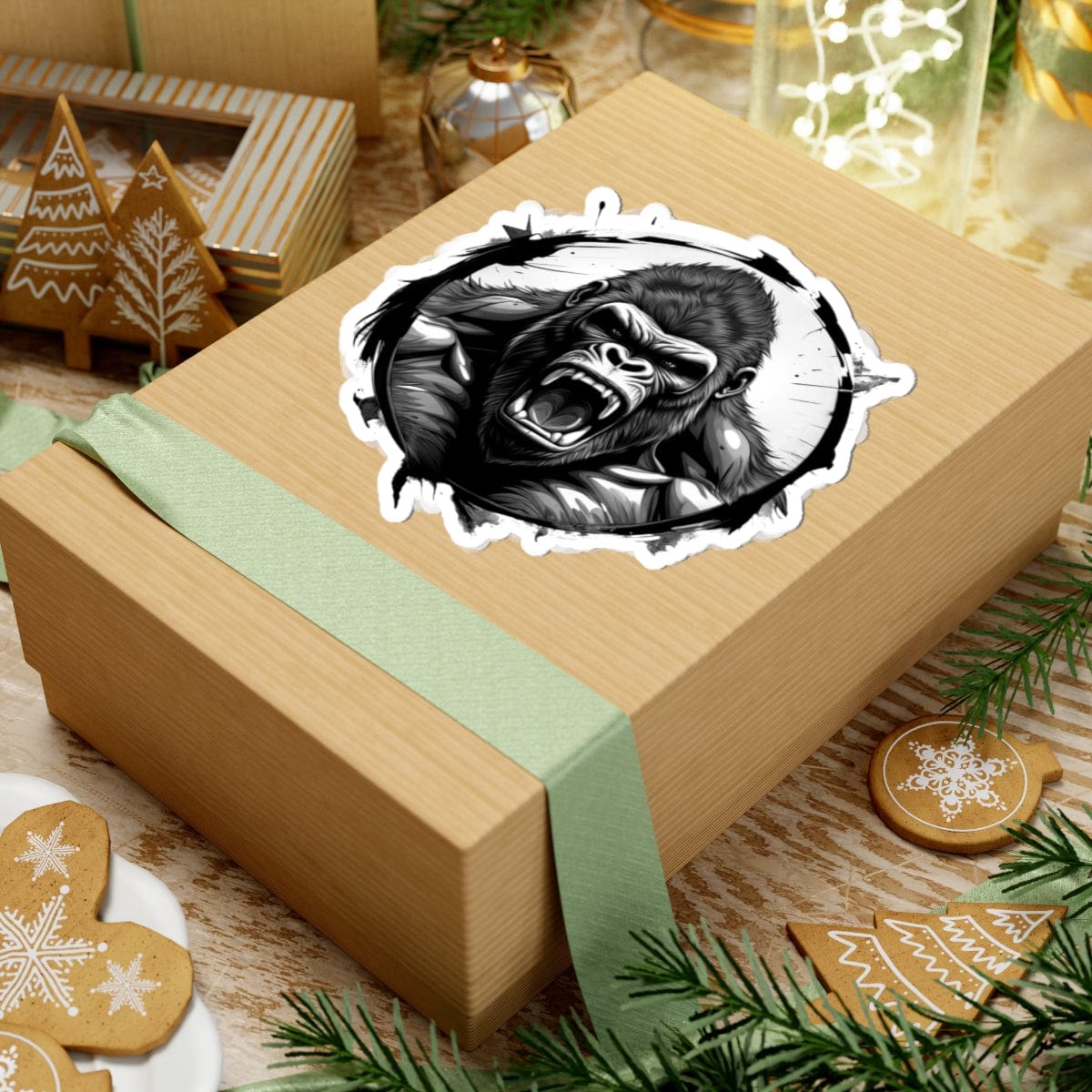 Printify Paper products Gorilla Head - Wild & Fierce Kiss-Cut Stickers