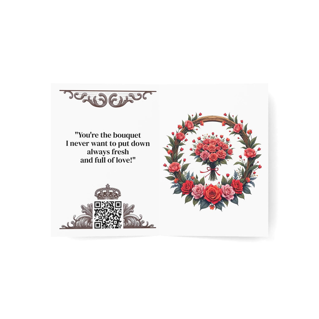 Printify Paper products Greeting Cards - Blooming Love - Love & Romance Card with QR Code Video