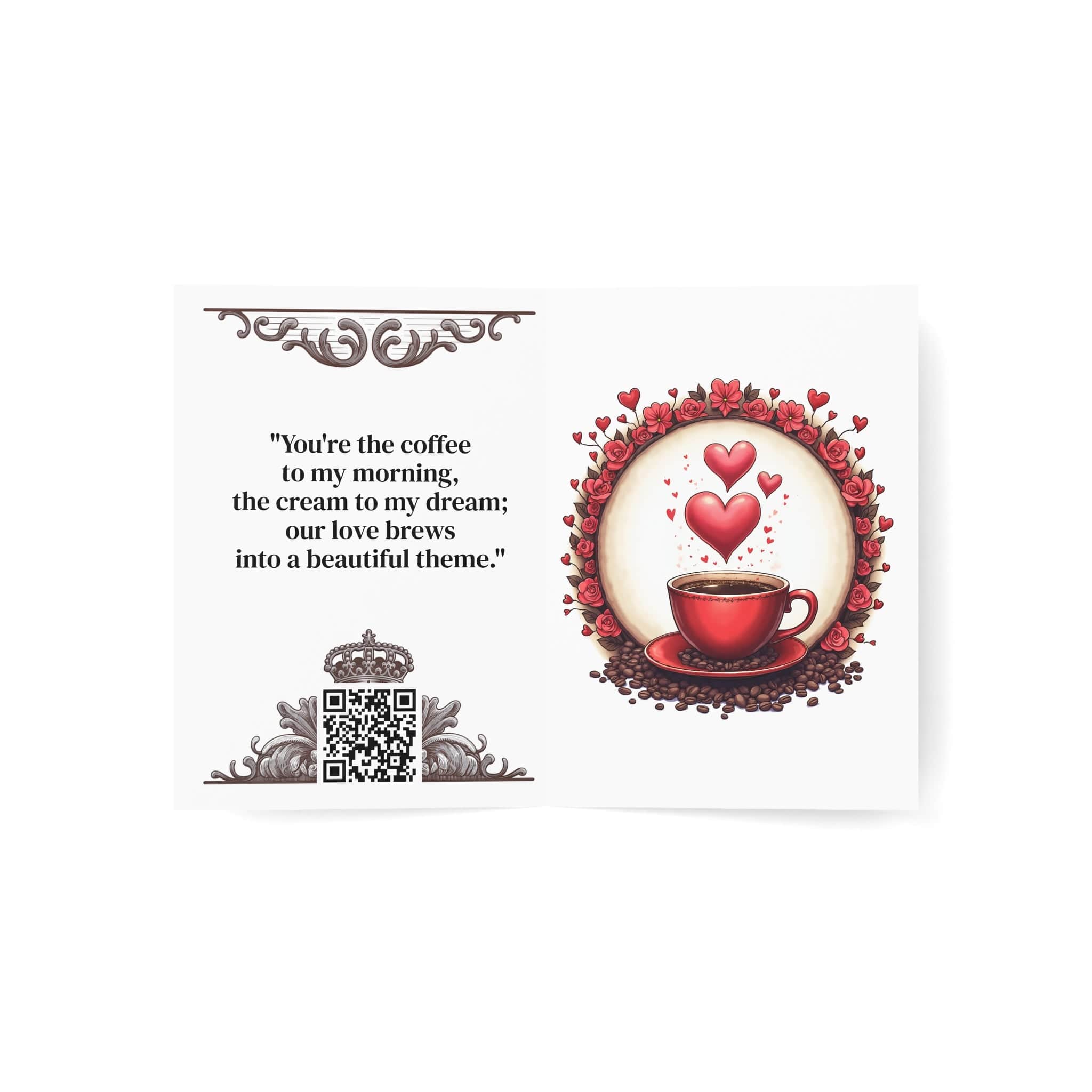 Printify Paper products Greeting Cards - Brew-tiful Love - Love & Fun Card with QR Code Video