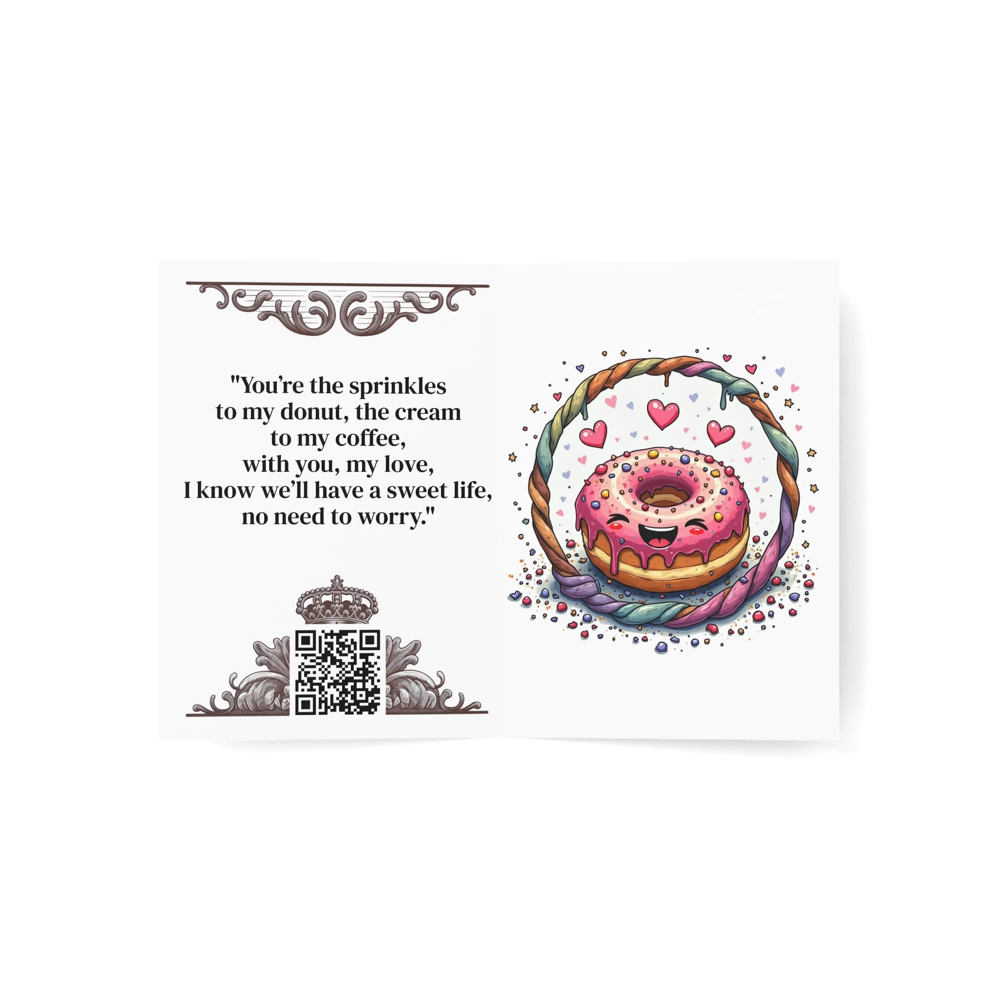 Printify Paper products Greeting Cards - Donut Worry - Love & Fun Card with QR Code Video