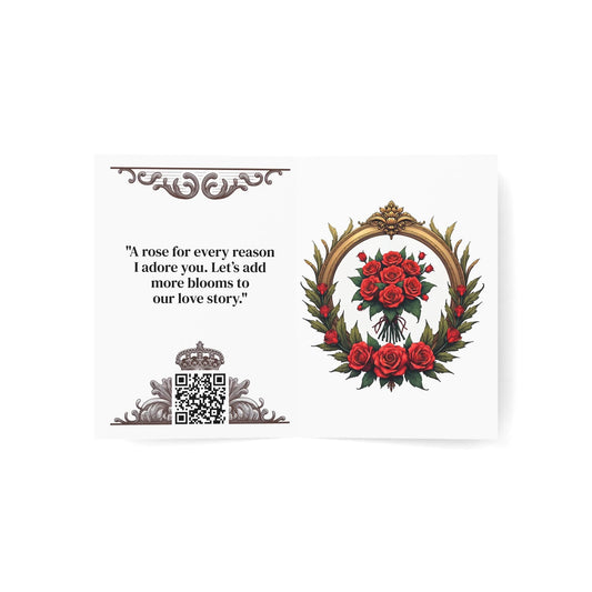 Printify Paper products Greeting Cards - Floral Fantasy - Love & Romance Card with QR Code Video