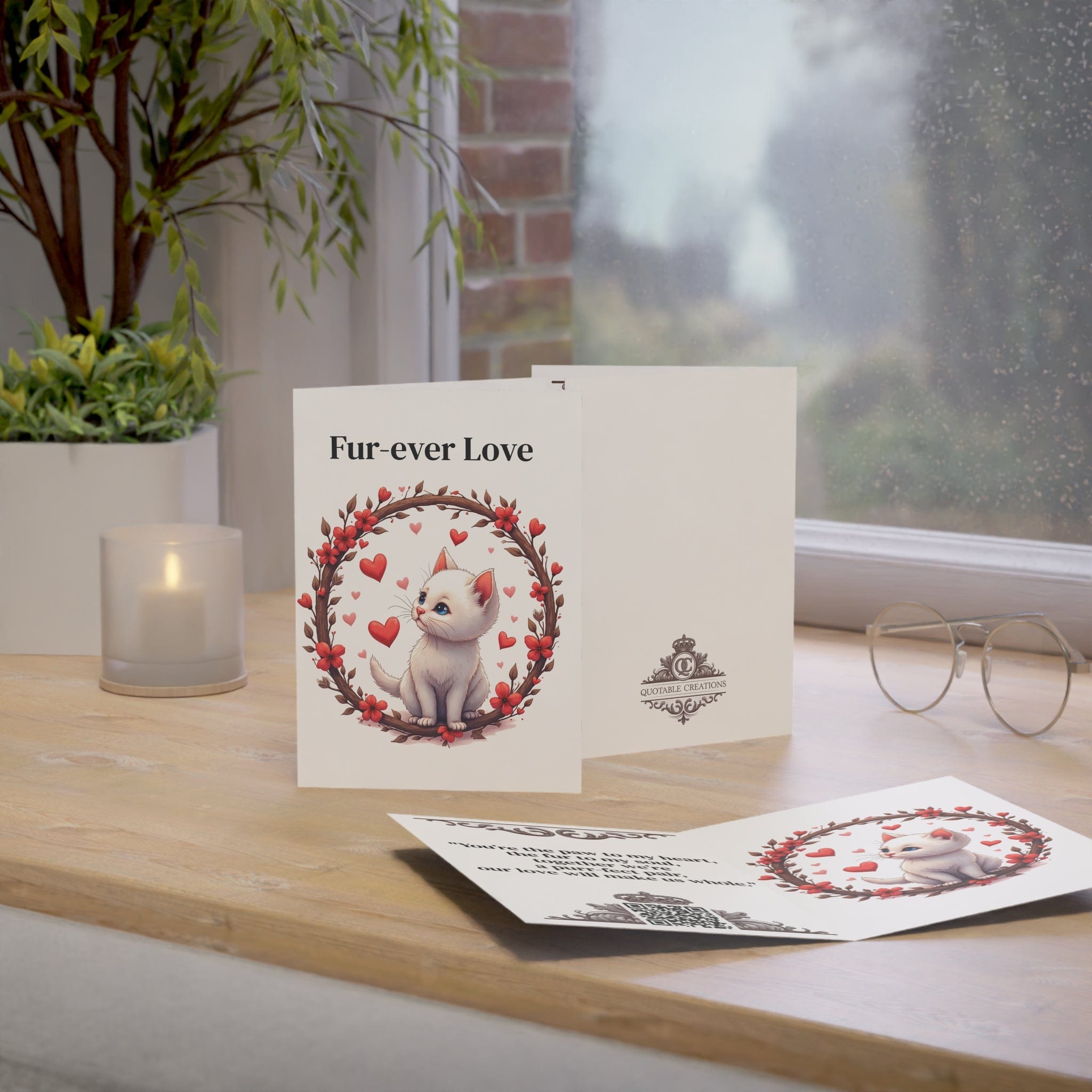 Printify Paper products Greeting Cards - Fur-ever Love - Love & Fun Card with QR Code Video