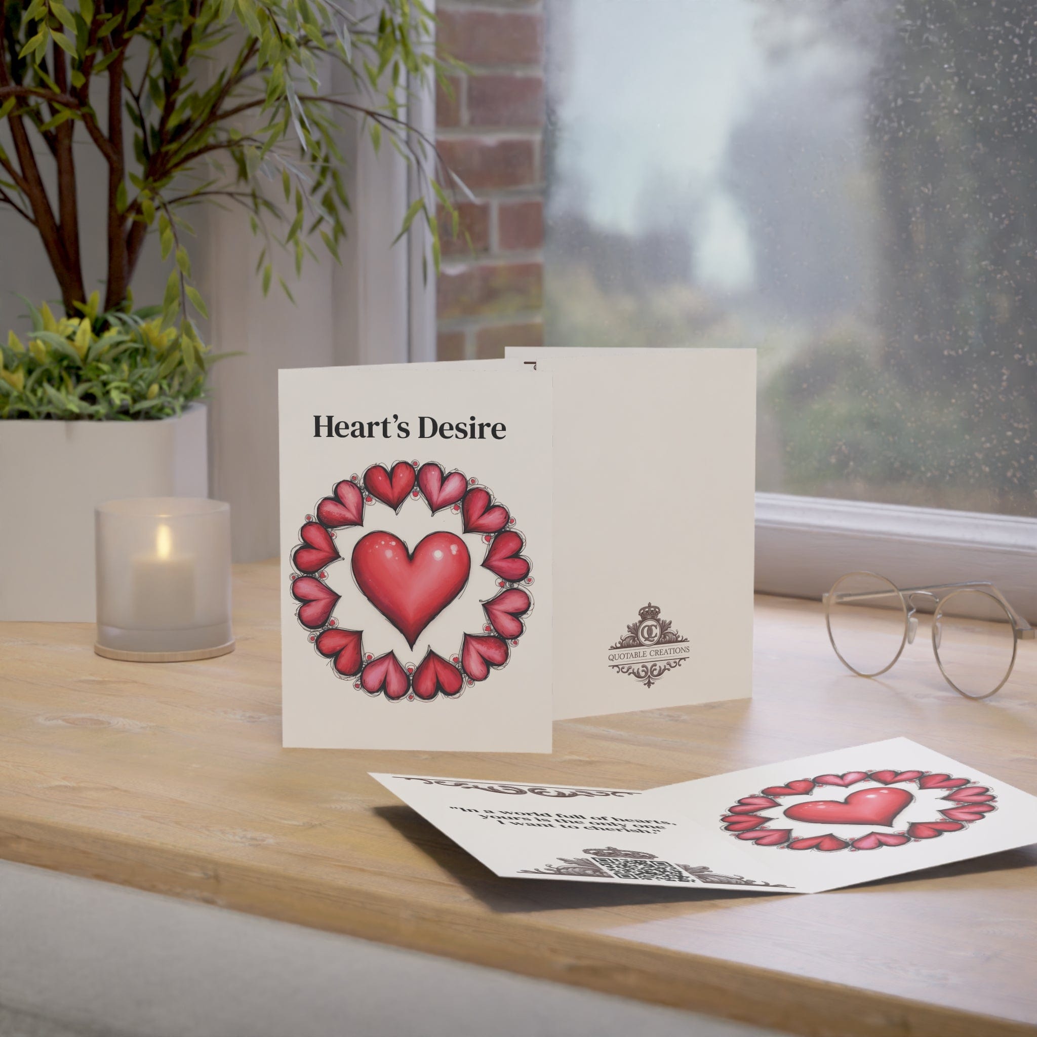 Printify Paper products Greeting Cards - Heart’s Desire - Love & Romance Card with QR Code Video