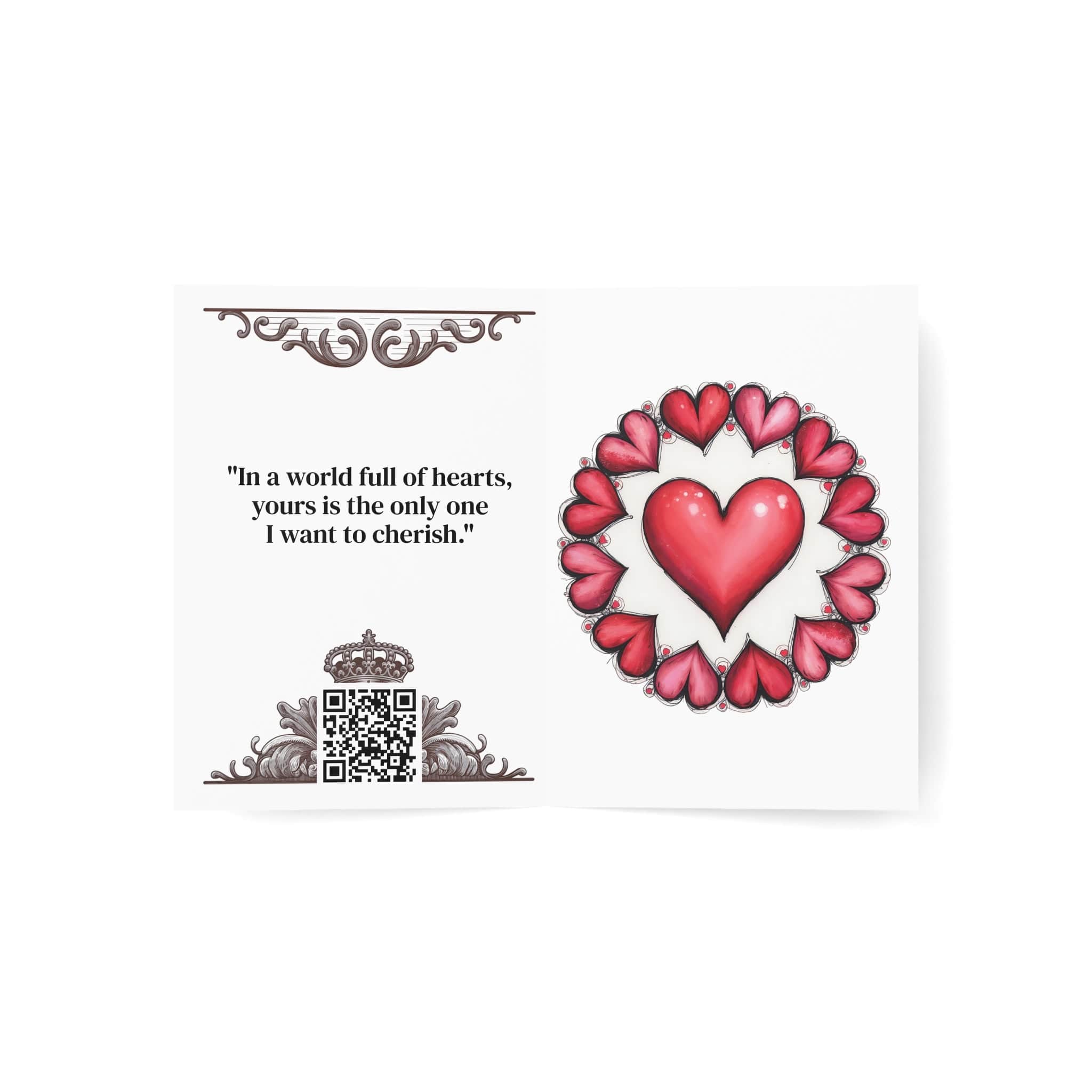 Printify Paper products Greeting Cards - Heart’s Desire - Love & Romance Card with QR Code Video