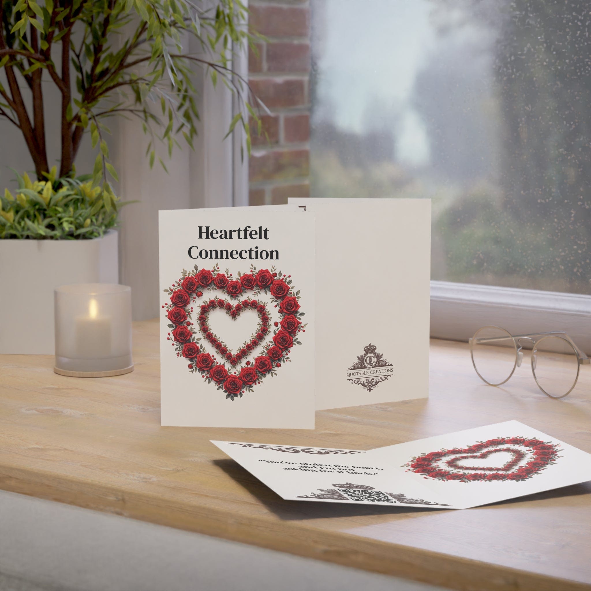 Printify Paper products Greeting Cards - Heartfelt Connection - Love & Romance Card with QR Code Video