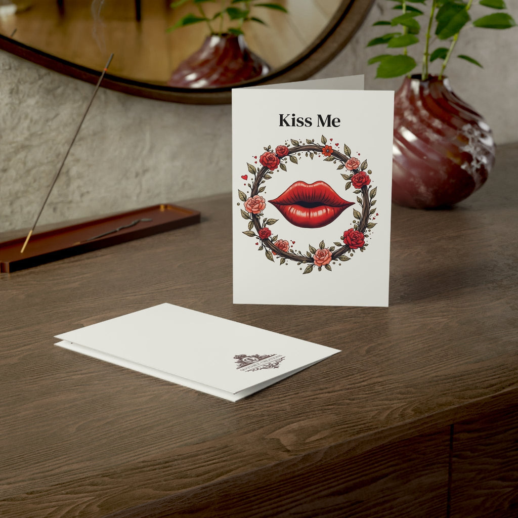 Printify Paper products Greeting Cards - Kiss Me - Love & Romance Card with QR Code Video