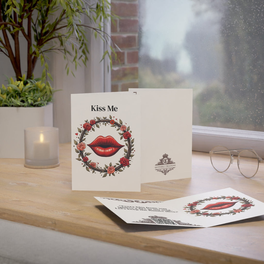 Printify Paper products Greeting Cards - Kiss Me - Love & Romance Card with QR Code Video