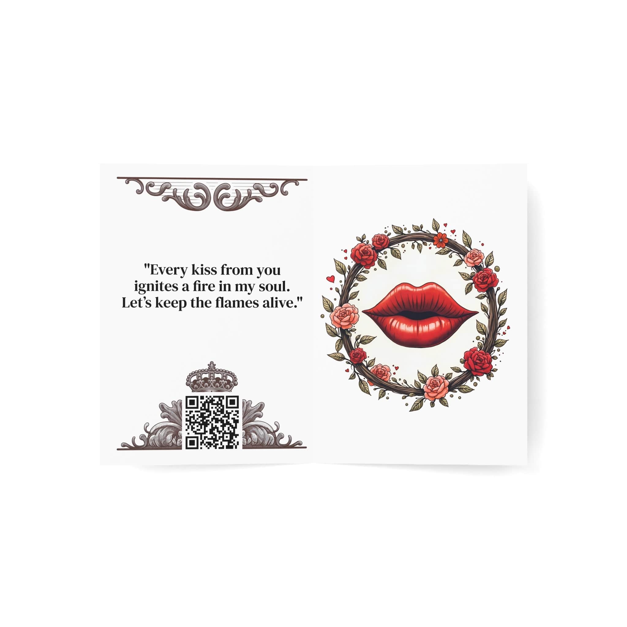 Printify Paper products Greeting Cards - Kiss Me - Love & Romance Card with QR Code Video