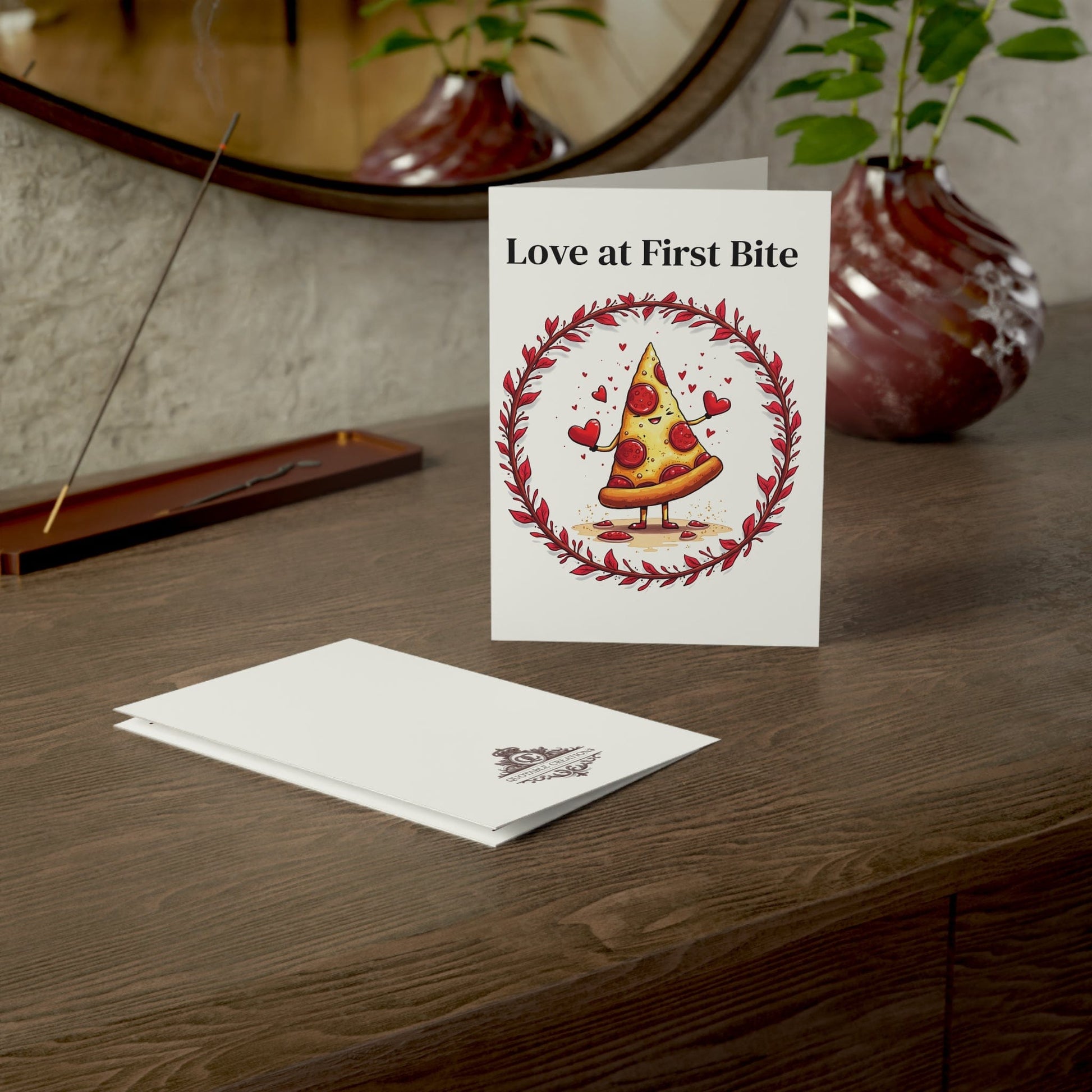 Printify Paper products Greeting Cards - Love at First Bite - Love & Fun Card with QR Code Video