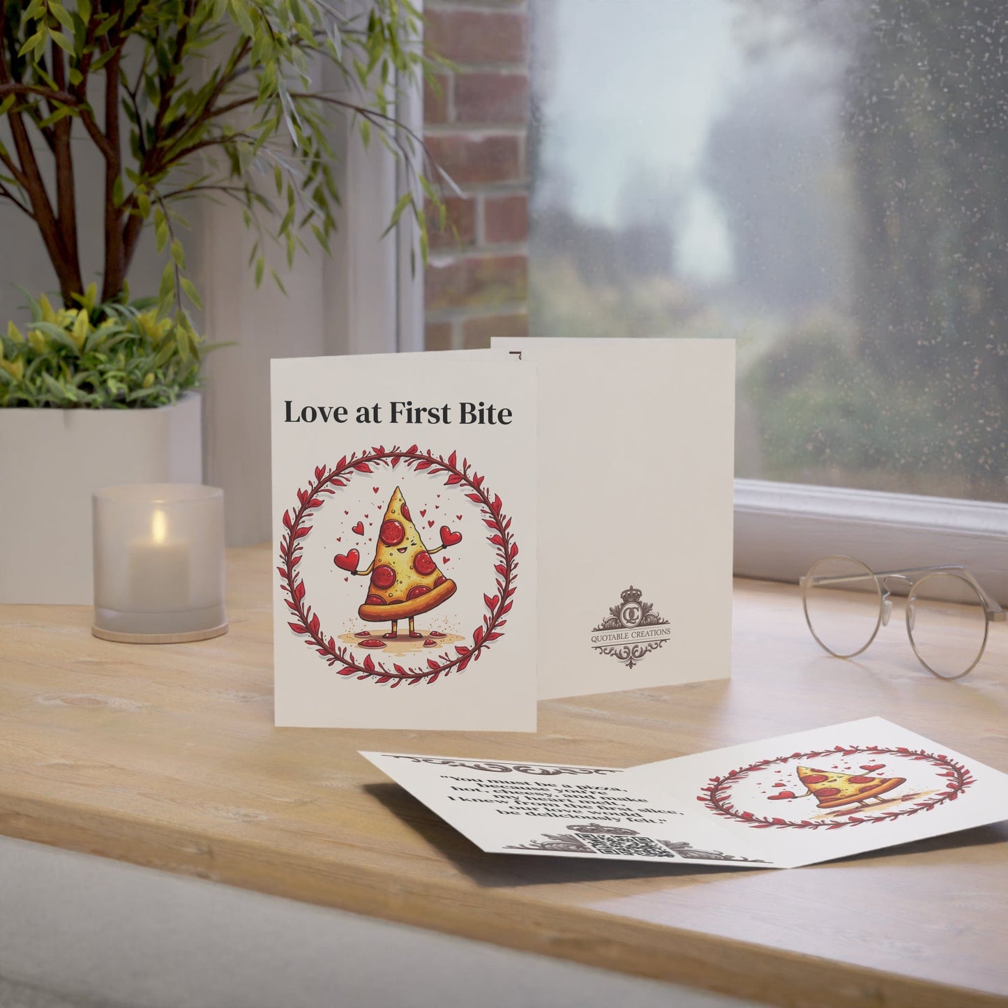 Printify Paper products Greeting Cards - Love at First Bite - Love & Fun Card with QR Code Video