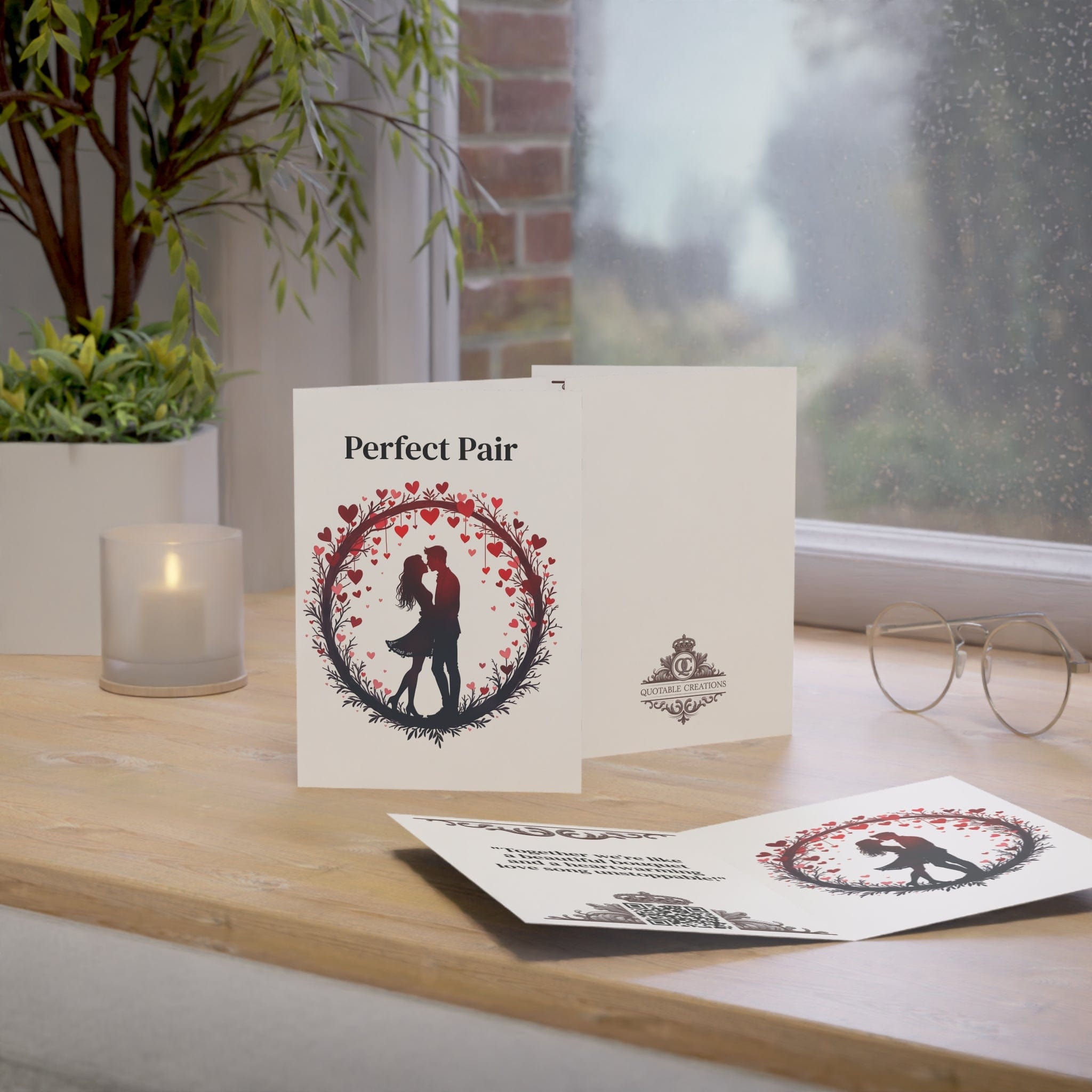 Printify Paper products Greeting Cards - Perfect Pair - Love & Romance Card with QR Code Video