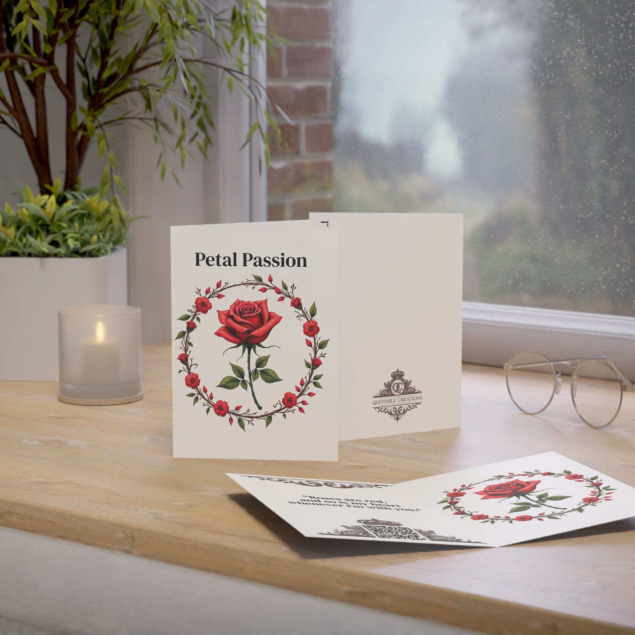 Printify Paper products Greeting Cards - Petal Passion - Love & Fun Card with QR Code Video