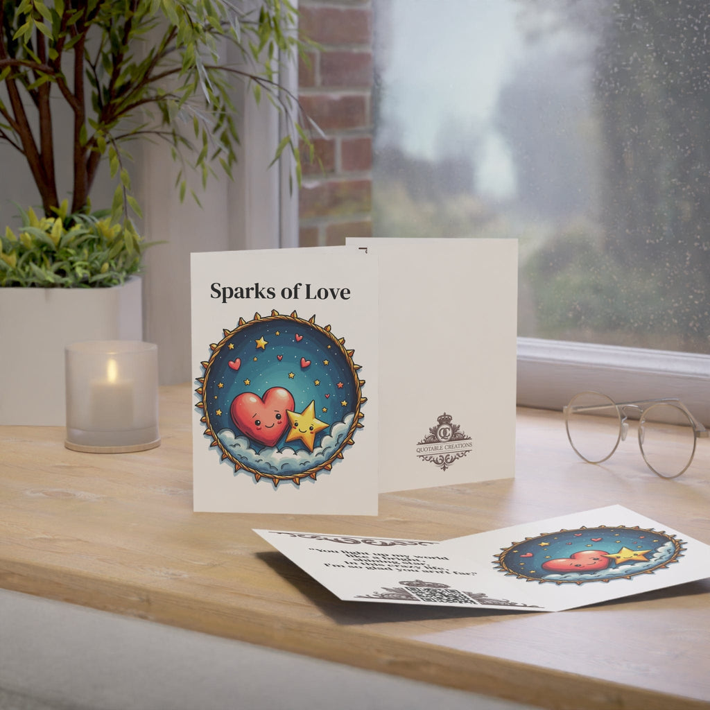 Printify Paper products Greeting Cards - Sparks of Love - Love & Fun Card with QR Code Video