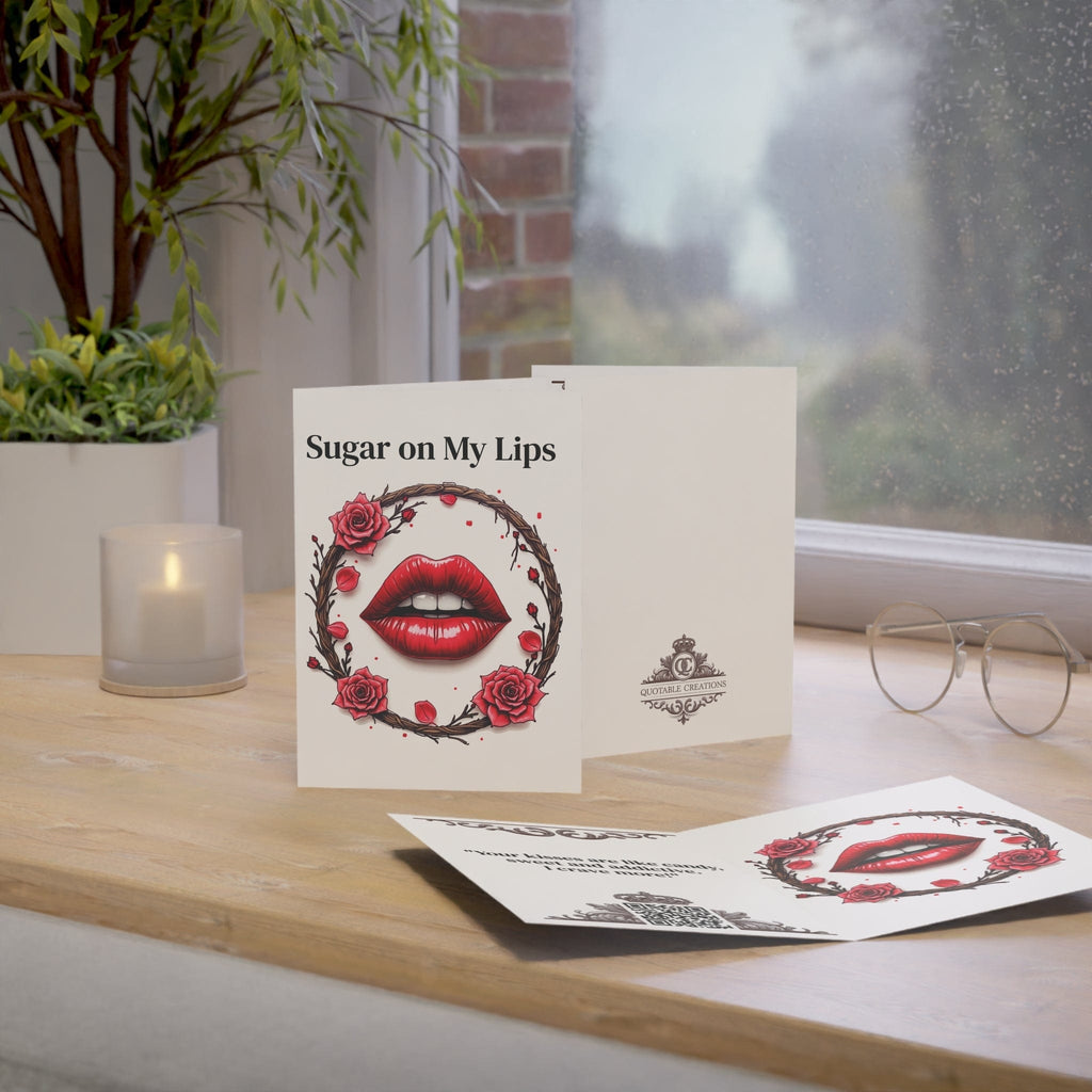 Printify Paper products Greeting Cards - Sugar on My Lips - Love & Romance Card with QR Code Video